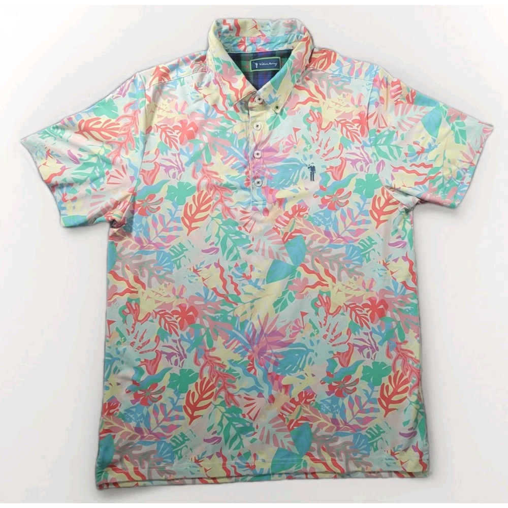 William Murray Mens M Murraytisse Floral Stretch Polo Shirt Multicolor